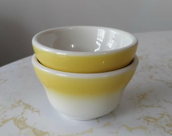Vintage Sterling Vitrified China Yellow Ombre Soup Cups - Set of 2