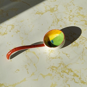 Antique Noritake &#39;M&#39; Morimura Brothers Porcelain Soup Spoon Art Deco 1930s Hand Painted Japan