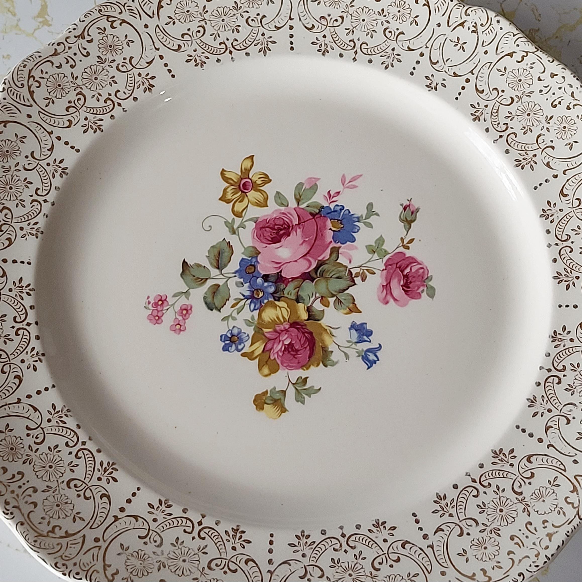 Keystone Floral Vintage Keystone Floral Dinner Plate: 1940s Golden Fragrance ...