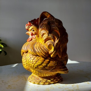 Vintage Atlantic Mold Rooster Cookie Jar: Shabby Cottage Kitchen Decor