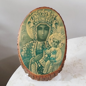 Vintage Black Madonna Icon: Our Lady of Częstochowa Plaque
