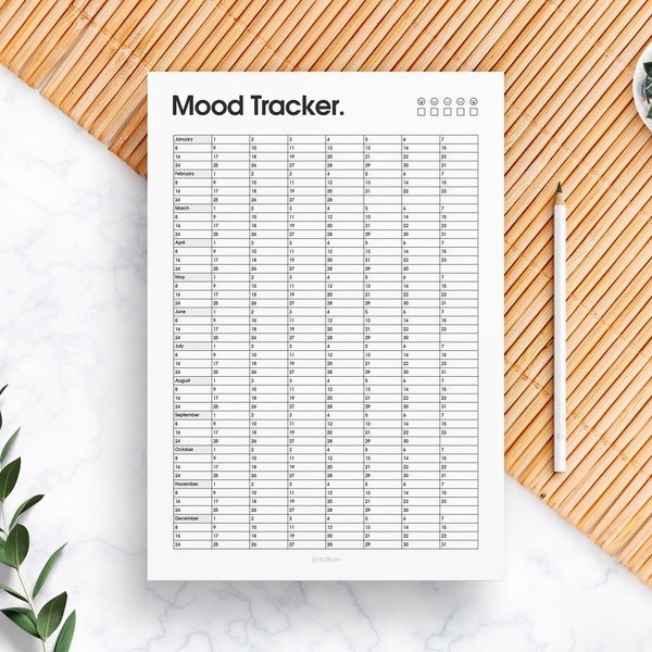 Mood Tracker Printable Pack | 16 pages in A3, A4, A5 and US letter sizes – Mental Health Tracker – Minimalist Stationery | UNLIMITED SUPPLY