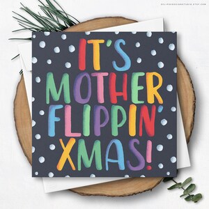 È mamma che si capovolge Di Natale! Biglietto di auguri / biglietti di Natale, biglietti di auguri felici con busta, biglietto di Natale riciclato, biglietto quadrato vuoto