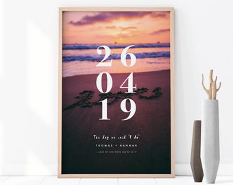 Personalised Anniversary Date Art Print | Custom printable wedding gift — Perfect gift idea for couples | Wedding, Anniversary & Engagement