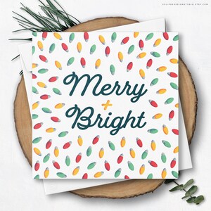 Biglietto di auguri allegri + luminosi / biglietti di Natale, biglietti di auguri felici con busta, biglietto di Natale riciclato, biglietto quadrato vuoto