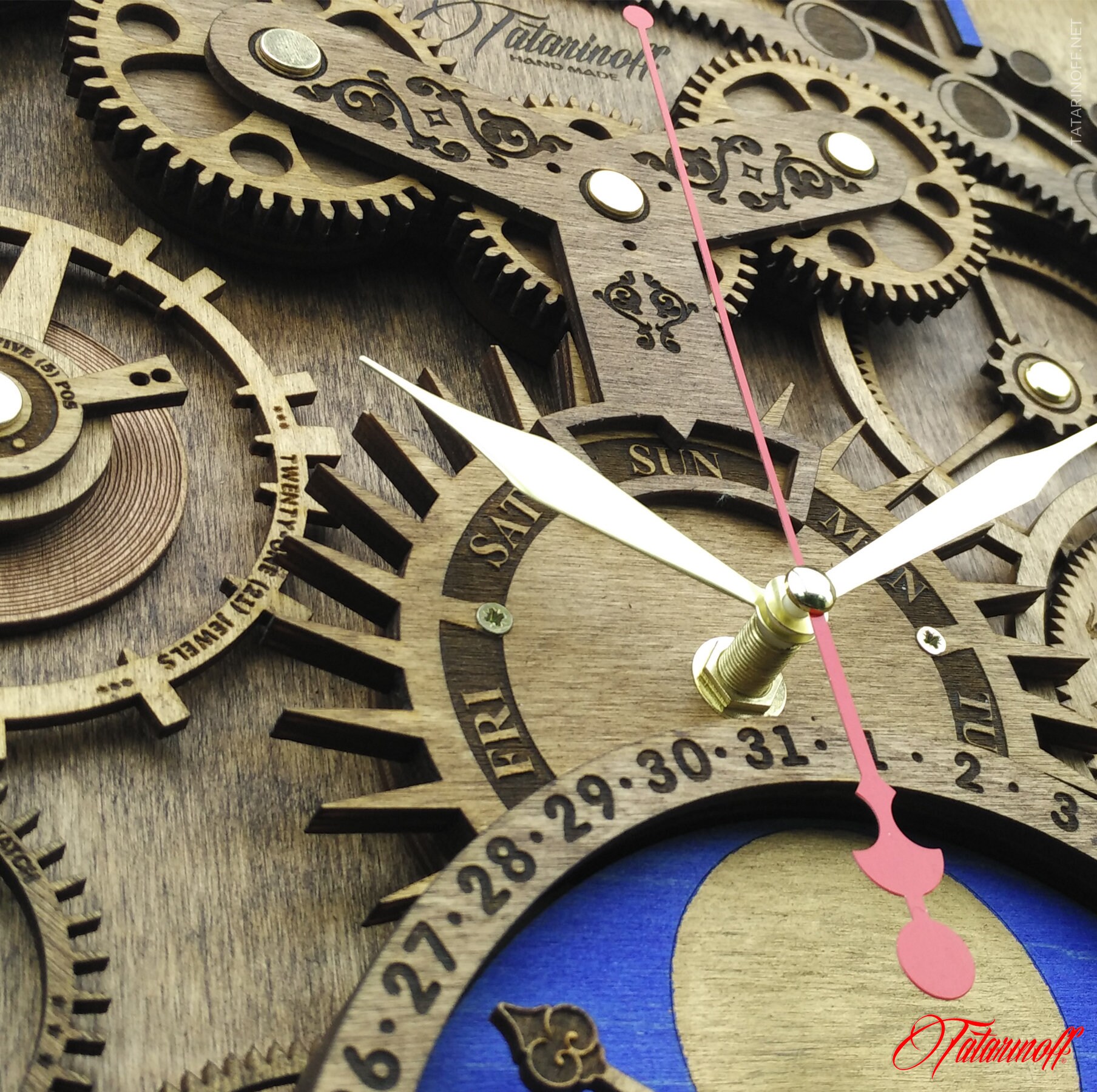 Astronomical Wooden Wall Clock Large Wooden Clock Perfect Etsy