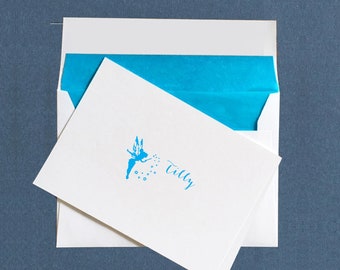 Folded Personalised Notecards /Stationery for Kids / Custom folded notes / Thank you cards / Personalized Stationary / blue