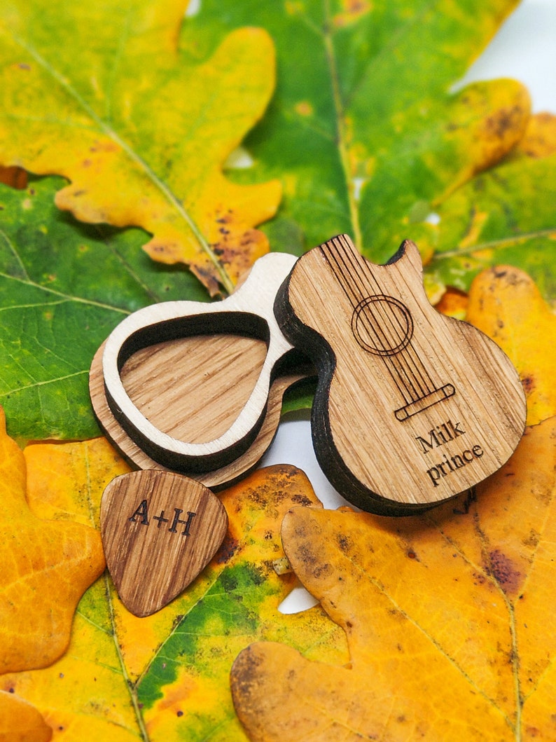 Personalized Guitar Pick Box Custom Wood Pick Holder Etsy
