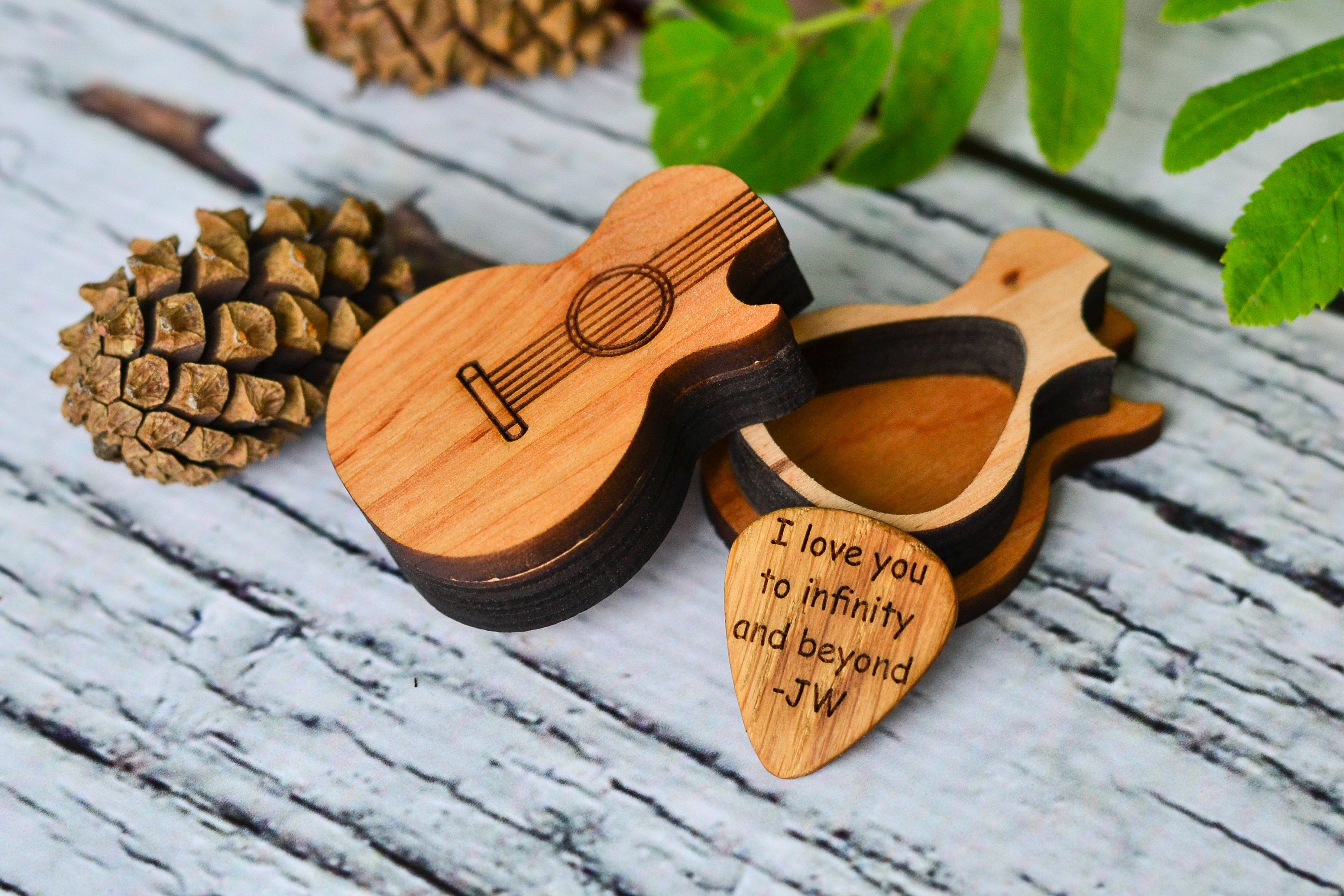 Personalized Guitar Pick Box Custom Wood Pick Holder Etsy