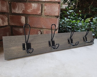 Thin Wood Hook Rack, Thin Farmhouse Hook Rack, Wall Mounted Rack, Coat Hooks, Key Holder, Thin Bathroom Towel Hooks