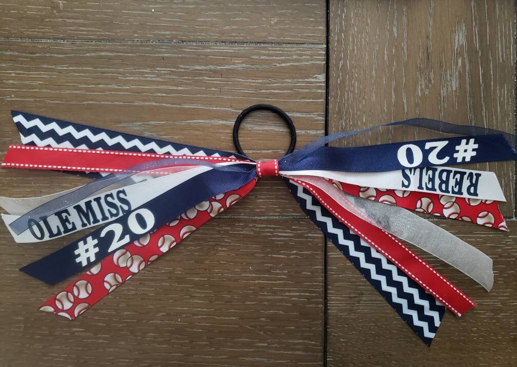 Matching Softball Hair Ribbons - Spot of Tea Designs