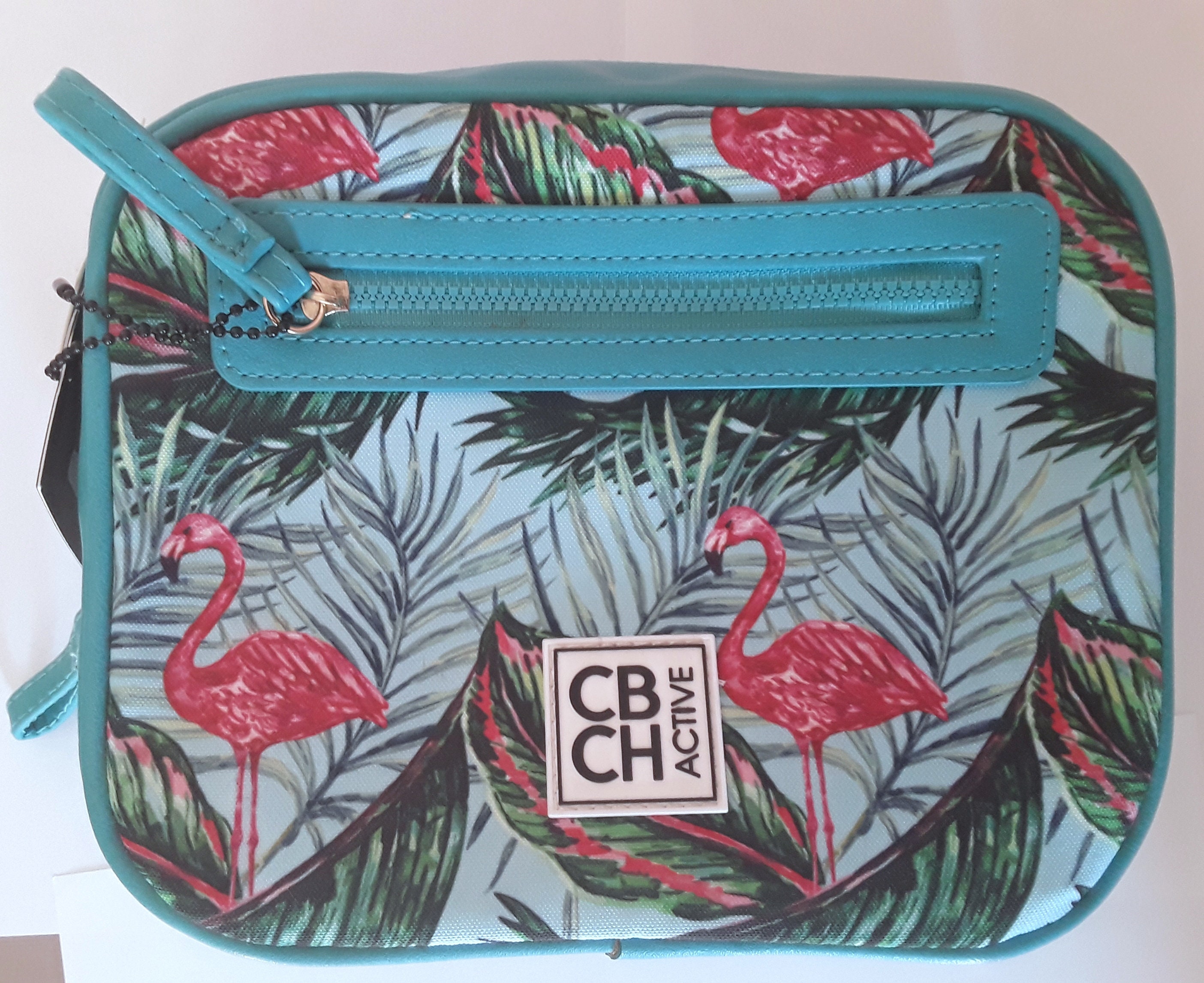 BNWT Pink Flamingo CBCH Makeup Toiletries Cosmetics Bag Tropical