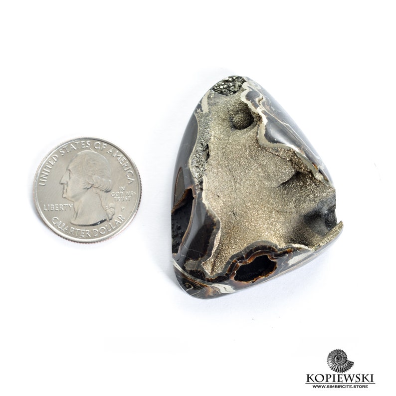 50 \u0445 35 mm ammonite with silver pyrite geode rainbow pyrite, marcasite,spectropyrite designer cabochon30