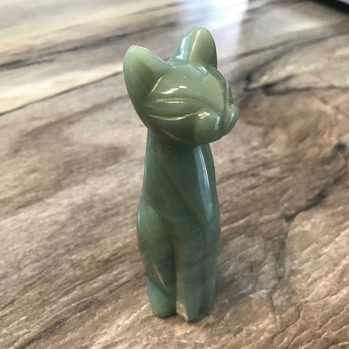 Jade Nephrite Carved Cat Cat Stone Carving Natural Jade Etsy