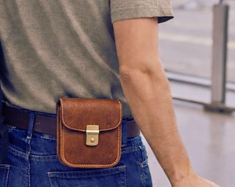 Travel Belt Pouch Leather: Personalized Security Bag EDC for International Trips