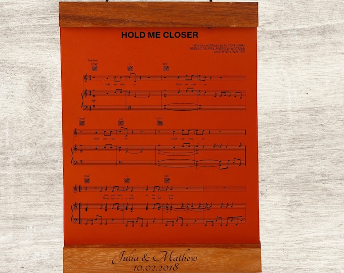 Personalized Engraved Music Sheet Poster - Create a Unique Wall Hanging of Your Favorite Song with Your Custom Message, Unique Gift for Him