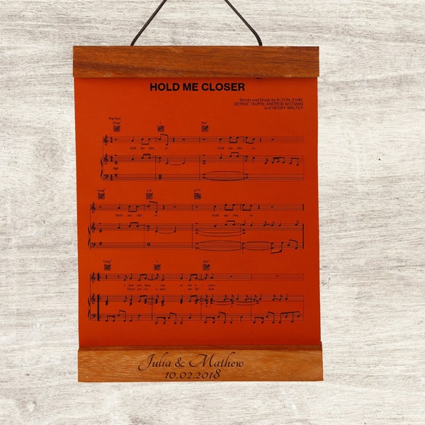 Personalized Engraved Music Sheet Poster - Create a Unique Wall Hanging of Your Favorite Song with Your Custom Message, Unique Gift for Him