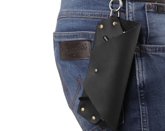 Personalized Black Leather Glasses Holder: Hanging Sunglasses Case