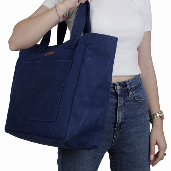 Navy Medium Canvas Tote main image 0
