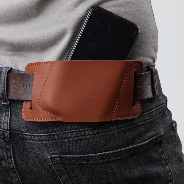 Leather iPhone Belt Holster in Tan, Custom Iphone Belt Holder, Holder Case with Belt Loop, Belt Holder Pouch
