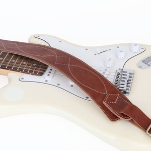 Leather Guitar Strap in Countryman Style, Handmade Adjustable Padded Custom Guitar Strap with Foam Pad, Bass Guitar Strap,Valentines Gift