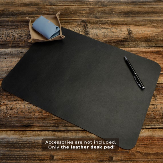 Personalized Leather Desk Mat In Black Colorsmall And Large Etsy