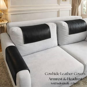 Schwarzer Rindsleder Sofa Armlehnenbezug: Custom Fit Möbelschutz Couch Kopfstützenbezug