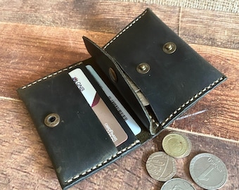Personalized Leather Card Holder Wallet: Minimalist Coin Keeper