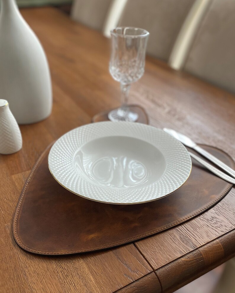 Cowhide Leather Placemat and Coaster Set 15.7 X 11.8 in Etsy