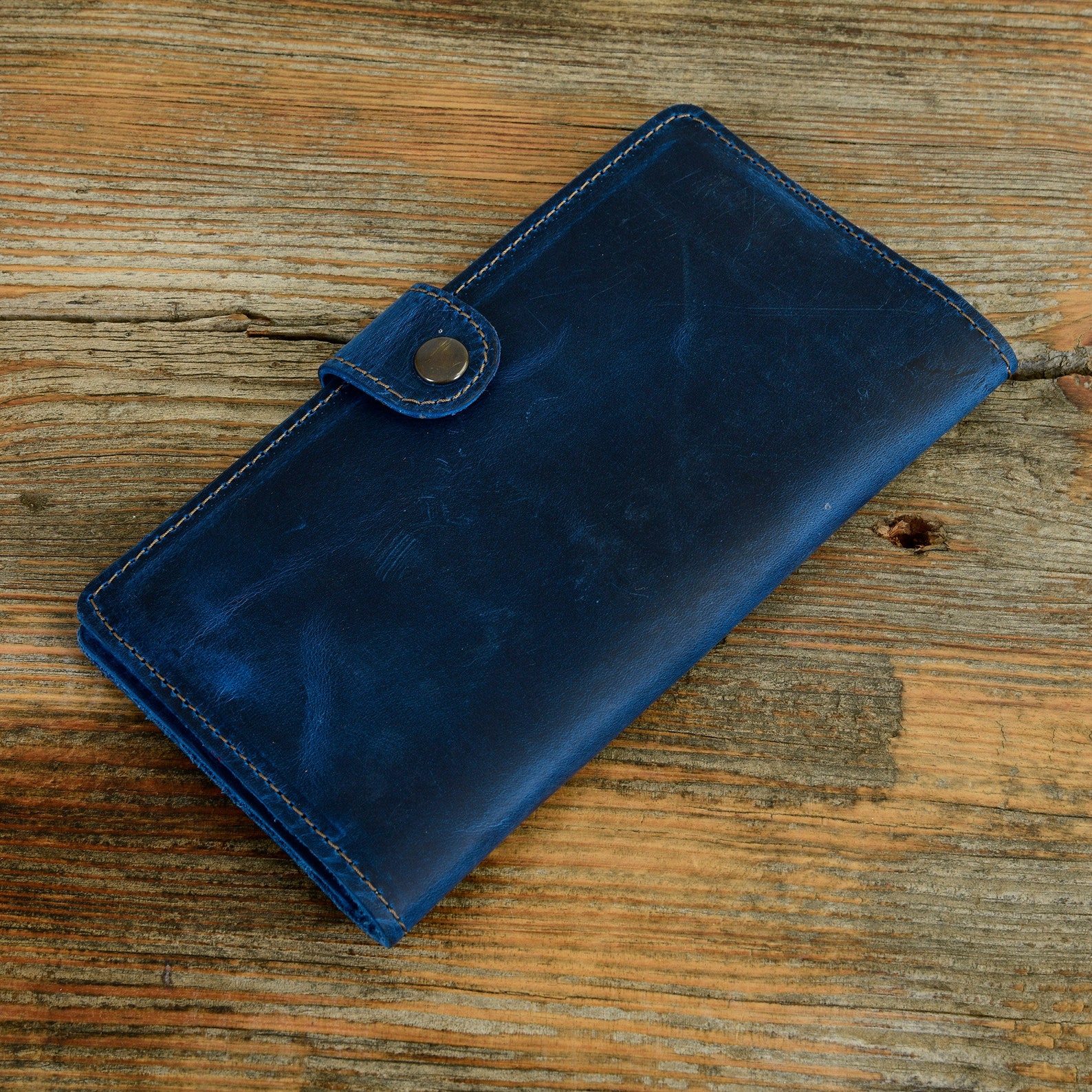 Women's Leather Wallet in Royal Blue/Personalized Leather Etsy