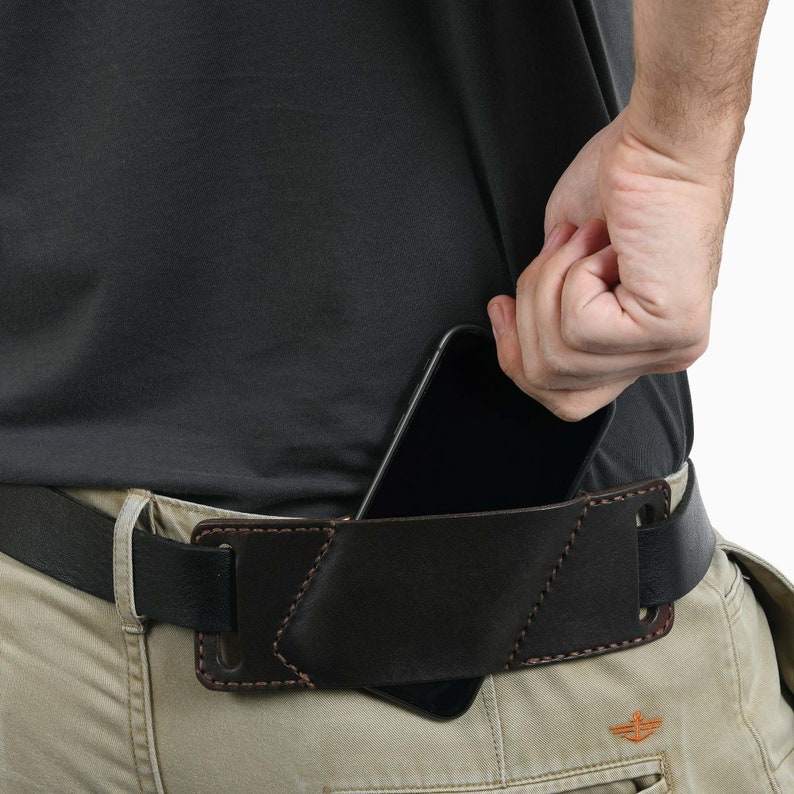 Leather Iphone Belt Holster in Brown Custom Iphone Belt Etsy