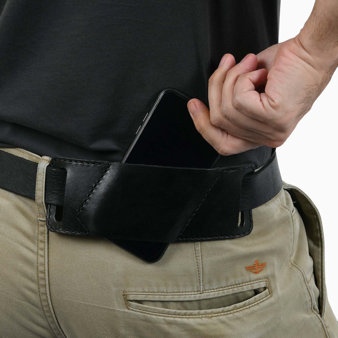 Leather Iphone Belt Holster in Black Custom Iphone Belt Etsy