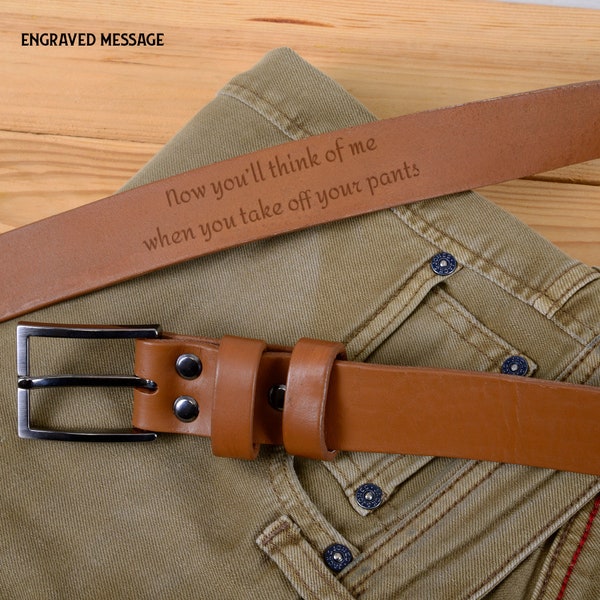 Personalized Belt For Men in Tan,Personalized Secret Message Belt for Men,Custom Men's Belt, Gift for Him,