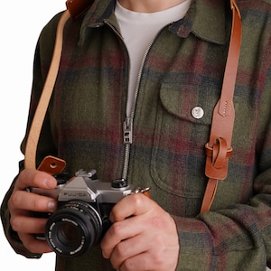 Custom Leather Camera Strap: Light Tan Cowhide with Shoulder Pad