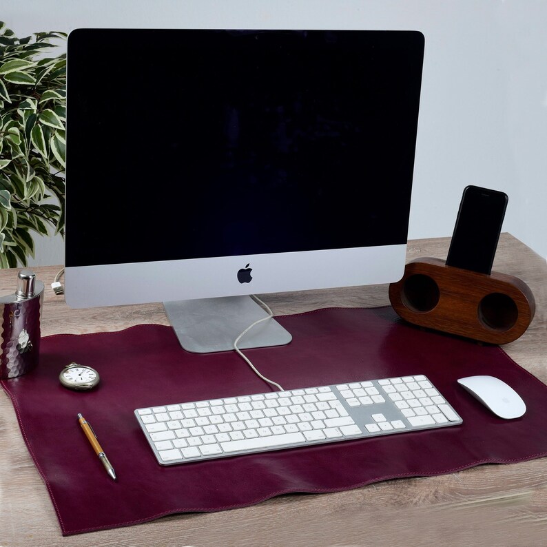 Custom Desk Mat in Oxblood and Topgrain Cowhide Leather,Custom Size