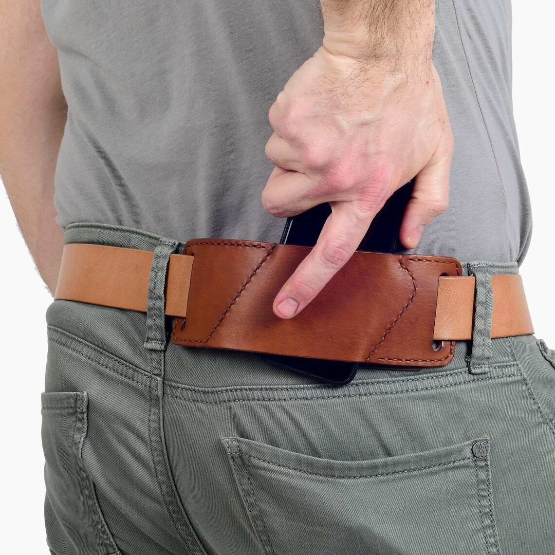 Leather iPhone Belt Holster in Tan/ Custom Iphone Belt Holder Etsy