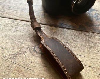 Personalized Leather Camera Wrist Strap: Adjustable Photography Gift