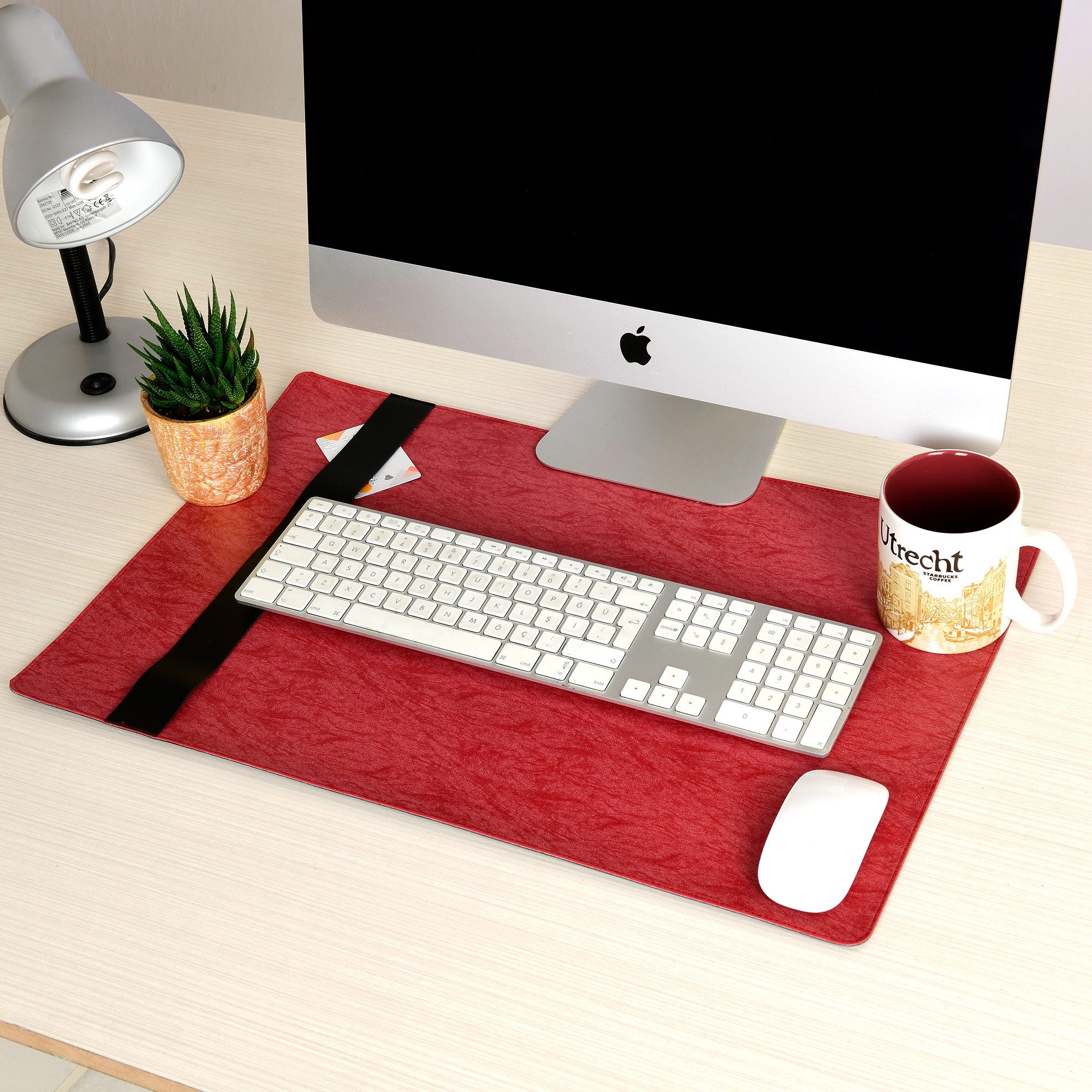 Desk Mat in Red/ Personalized Vegan Leather Large Size Desk Etsy