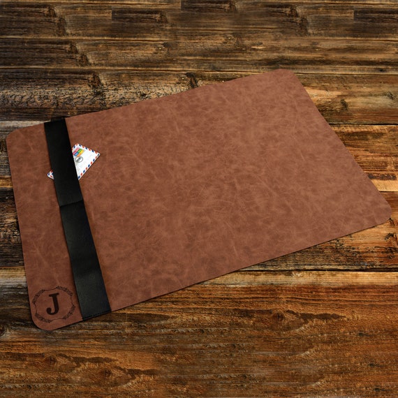 Personalized Leather Desk Mat In Tan Color And Large Size Etsy