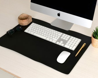 Desk Mat in Black,Personalized Vegan Leather Large and Small Size Desk Pad,Custom Desk Blotter,Desk Accessories