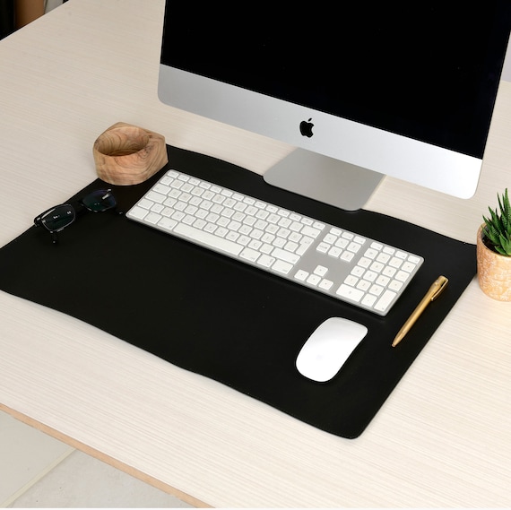 Desk Mat in Black personalized Vegan Leather Large and Small Size