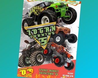 monster truck invite etsy