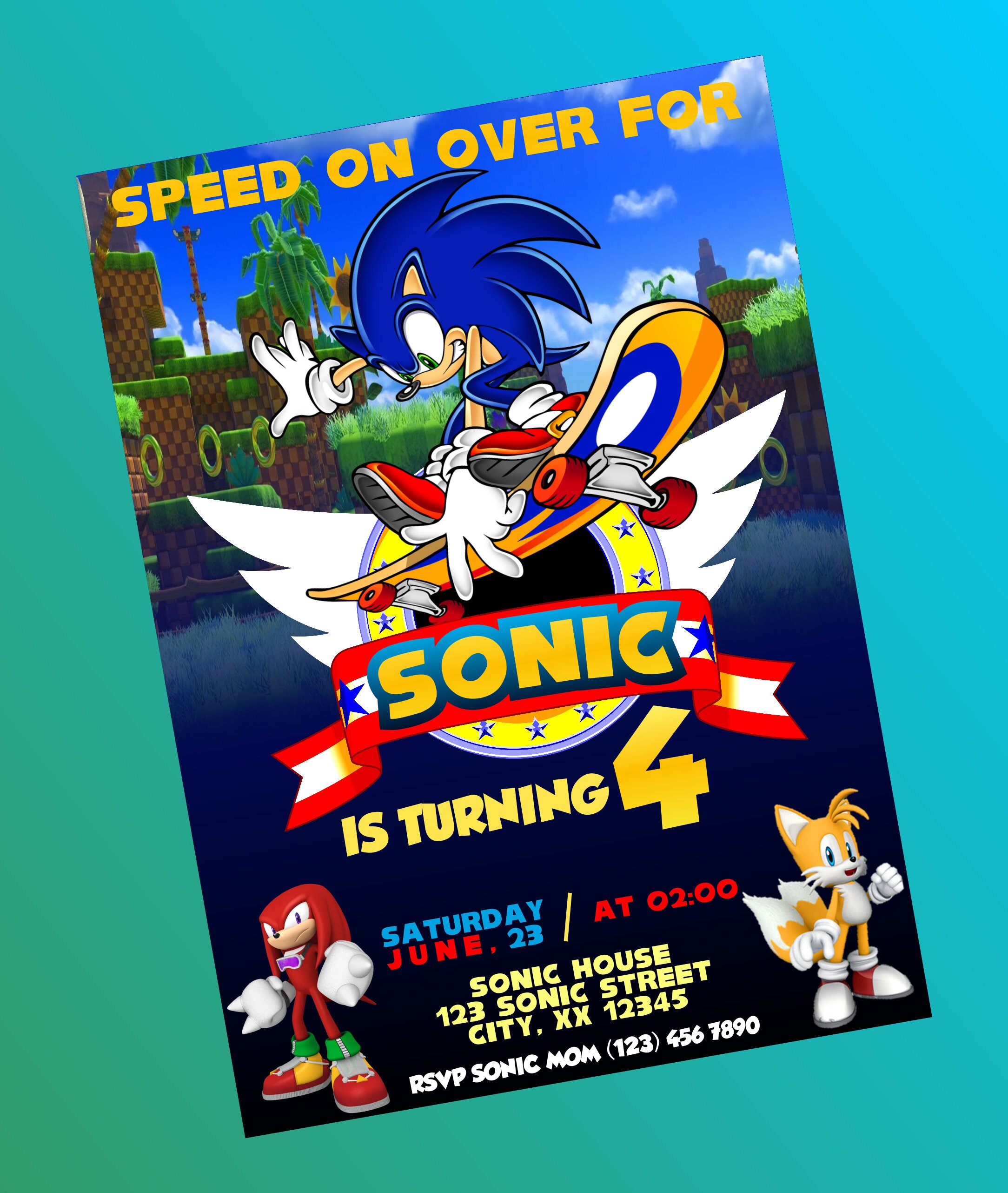 Sonic InvitationSonic PersonalizedSonic Birthday Invitation Etsy