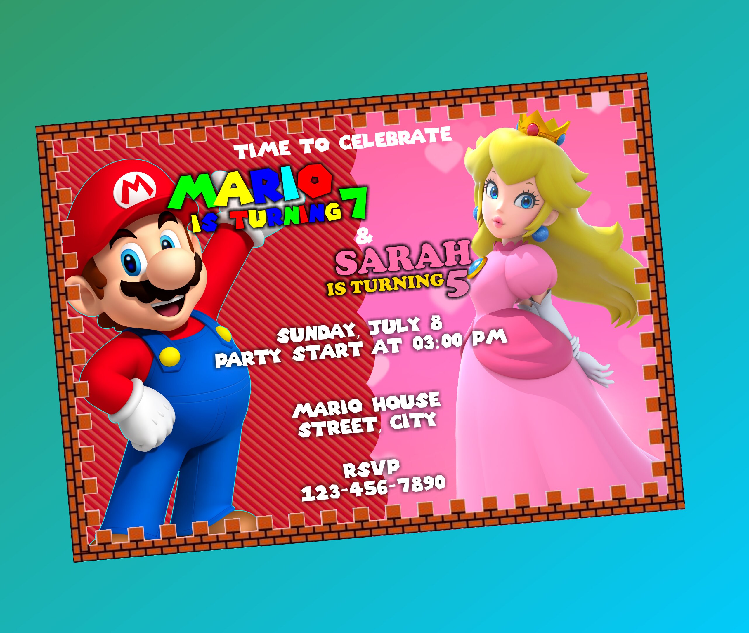Princess Peach Birthday Invitation Template Princess Peach Birthday Invitation Template