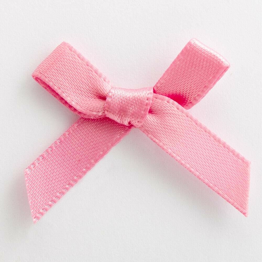 Premade Pink Bows, Hot Pink Satin Bows - Pre-Tied - 1 3/8in. - 50  Pieces/Pkg. (pm601333)