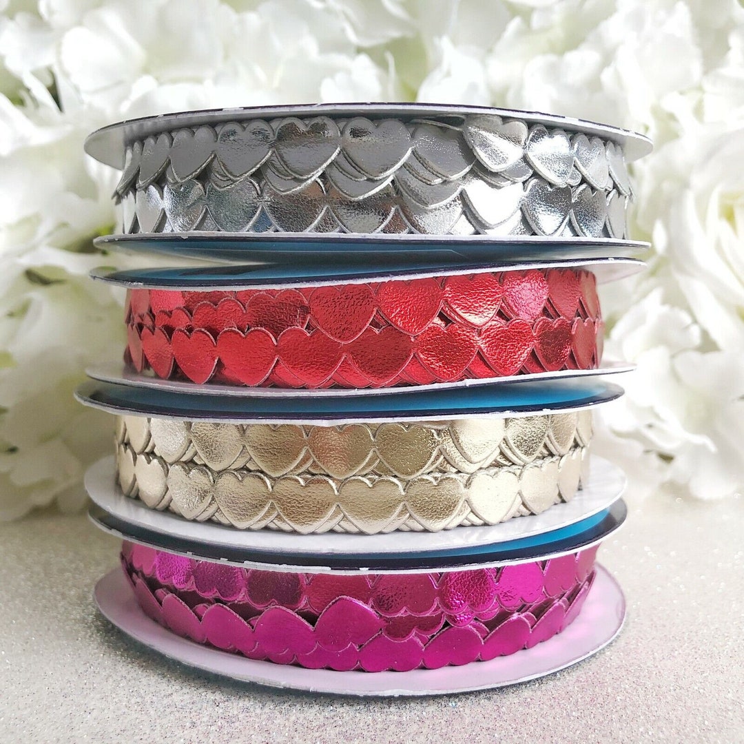Love Heart Shaped Ribbon Braid Trim Single Sided Metallic 1M - Etsy