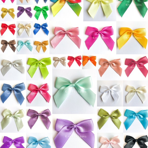 Satin Ribbon Bows  5cm Wide Stick On Self Adhesive  Pre-Tied Made From 16mm Wide Ribbon Ideal for Hair Bows, Christmas Gift Wrapping, Craft