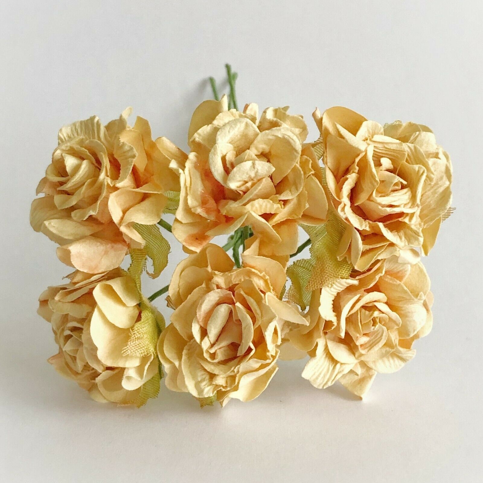 6 Mulberry Paper Flowers Ruffle Roses 35mm Flower Head With Etsy UK