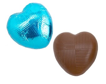 Chocolate Wedding Favours Belgian Chocolate Turquoise Foil Wrapped Heart Chocolates Gift Box Chocolates Without Gift Wrap