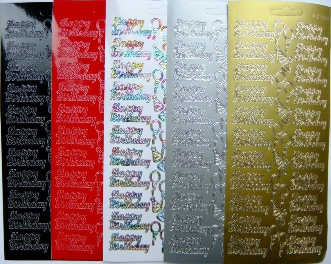 Happy Birthday Peel Off Sticker Sheet 22 Greetings Hats & Etsy